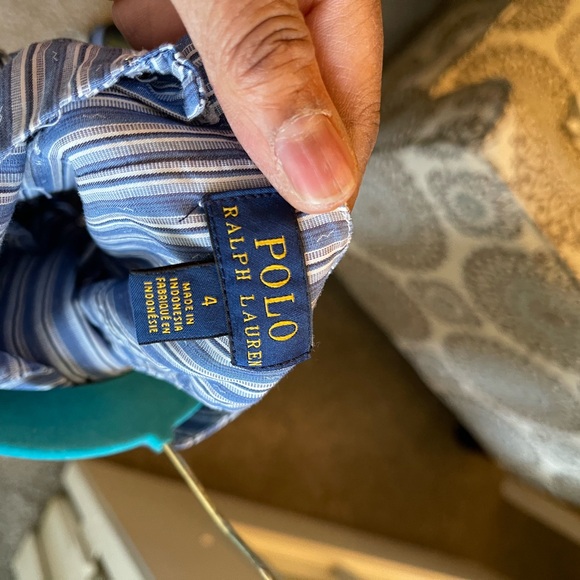 Polo by Ralph Lauren Navy and Light Blue Striped Tiered Dress with Sash - Picture 6 of 6